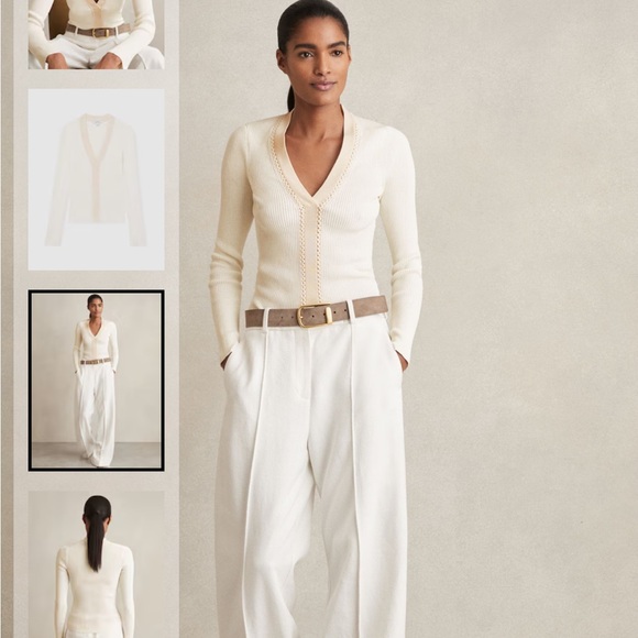 Reiss Cream V-Neck Women's Sweater - Picture 1 of 3